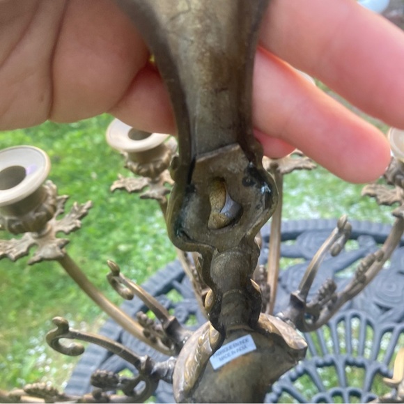 2 Vintage Baroque Style Large Brass Five Candle Candelabra From 1970 - Picture 10 of 16